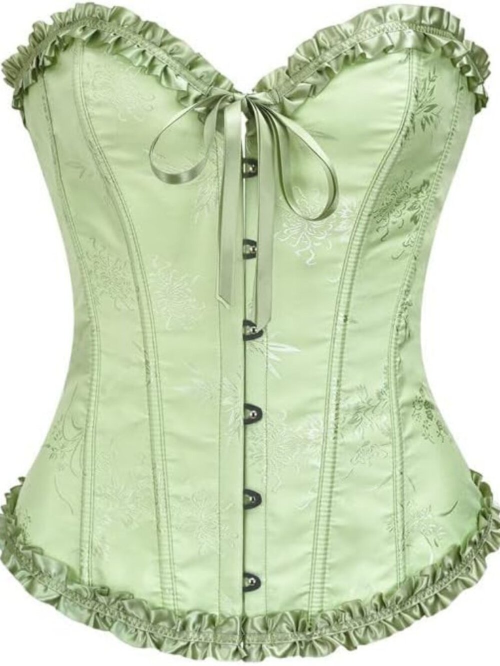Women's Foam Green Sweetheart Neck Renaissance Lace Bustier Corset Lingerie Top